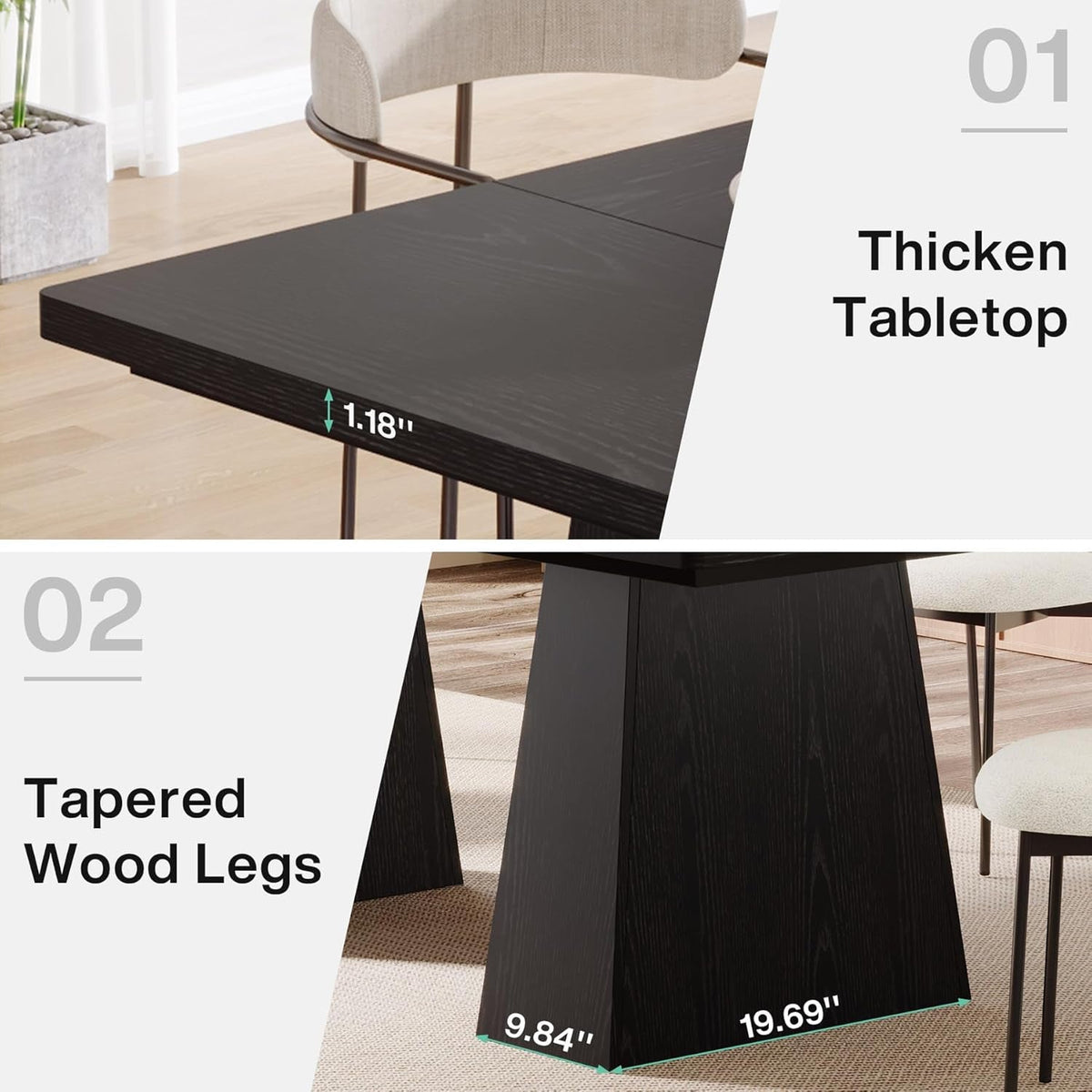 Black Dining Table For 4 To 6 Guests