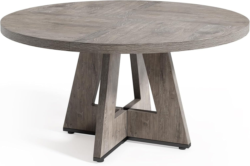 Round Dining Table For 4 To 6 With Grey Pedestal