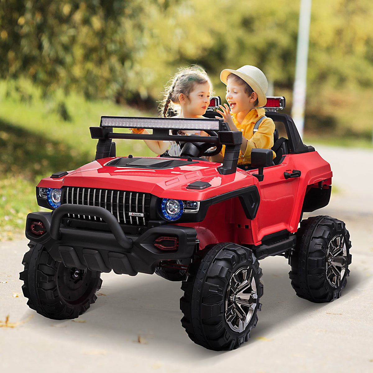 Red Aosom 12V 2-Seater Police Truck | Shop HVENLYSTYLEZ