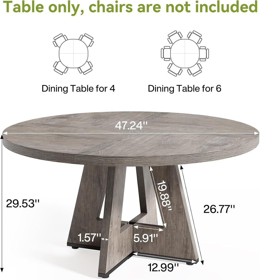 Round Dining Table For 4 To 6 With Grey Pedestal