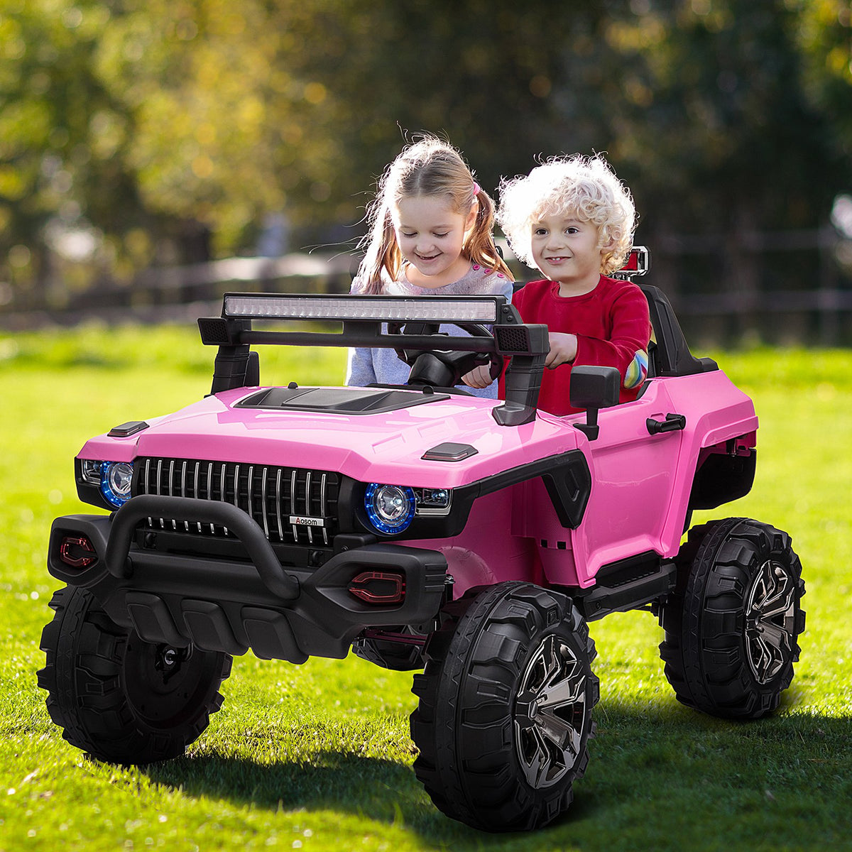 12V RC 2-Seater Ride-On Toy Police Truck Electric Ride On