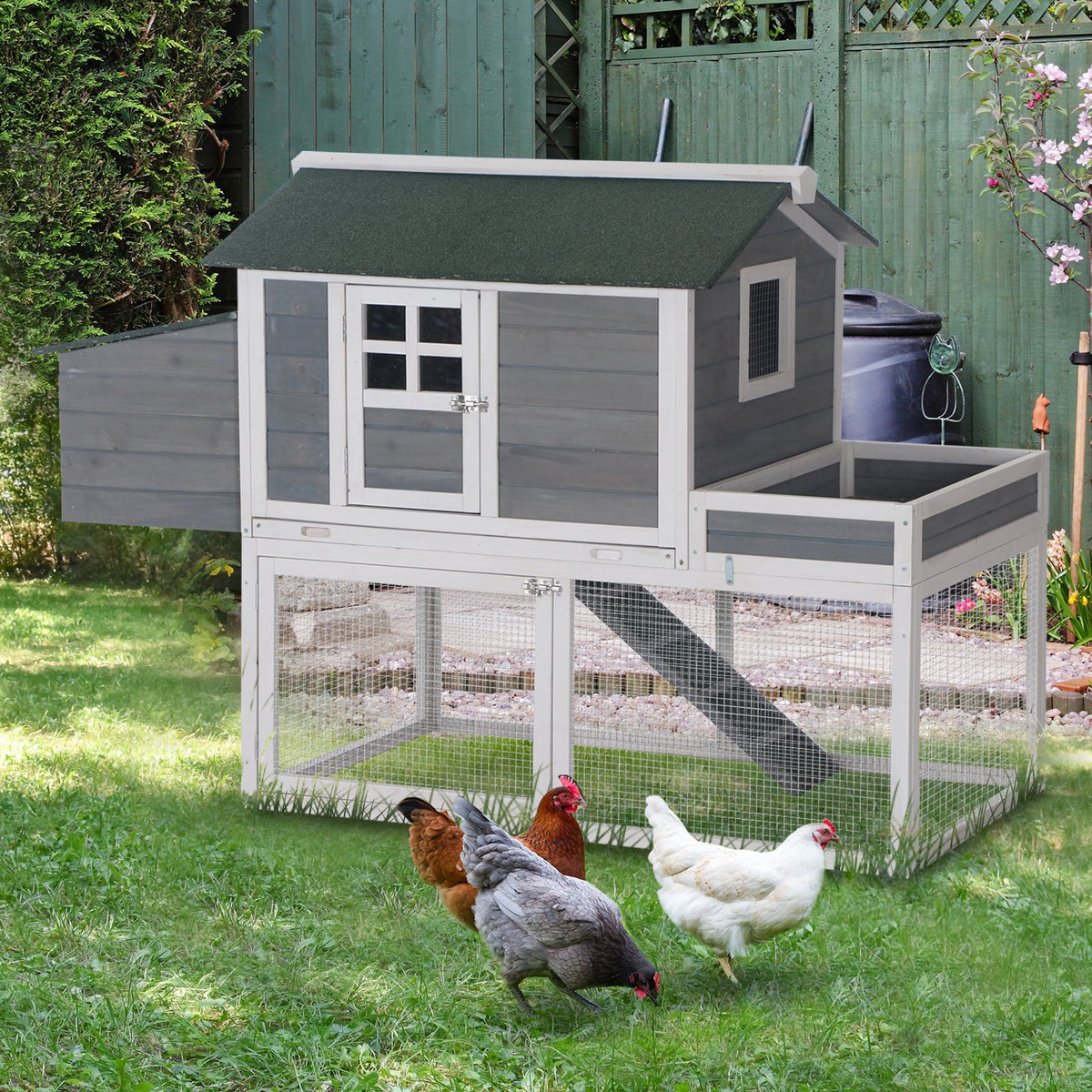 PawHut 63''Wooden Chicken Coop Hen Hutch Poultry House Nesting Cage