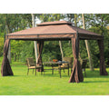 Double-Tiered 10x13ft Garden Gazebo with Curtain