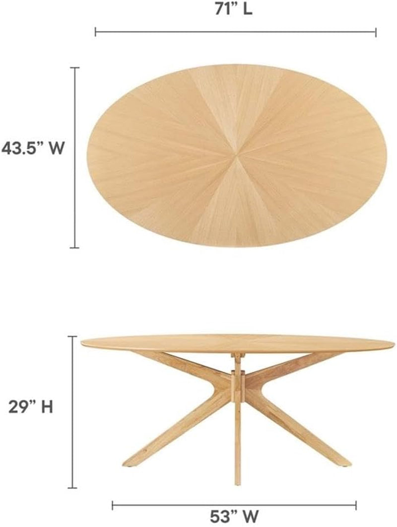 Crossroads Oak Oval Dining Table Mid Century