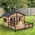 Wooden Elevated Backyard All Weather Rustic Log Cabin for Pets