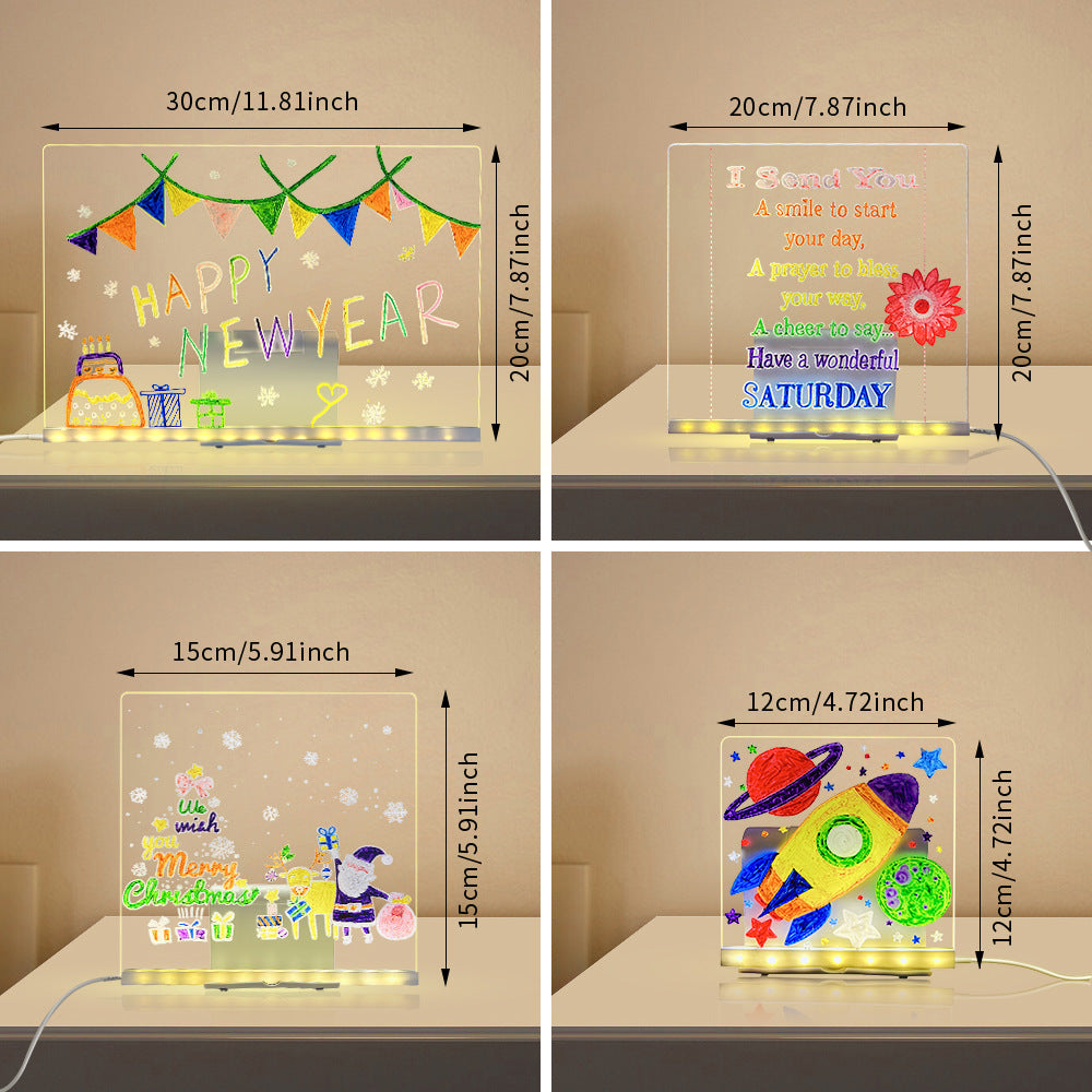 LED Acrylic Drawing Board DIY Erasable Luminous Writing Boards With