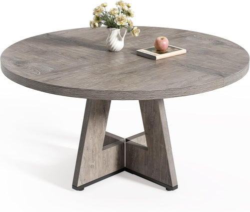 Round Dining Table For 4 To 6 With Grey Pedestal