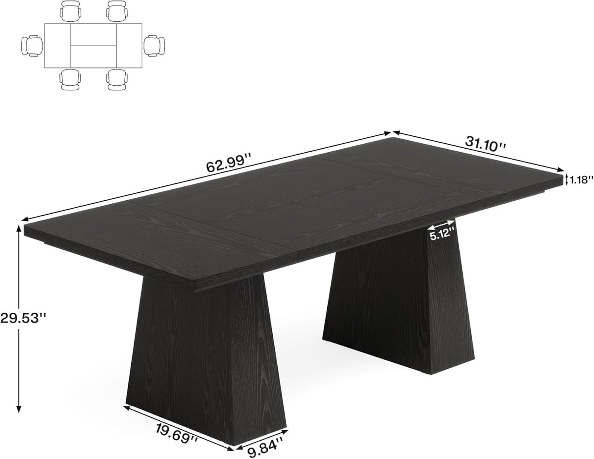 Black Dining Table For 4 To 6 Guests