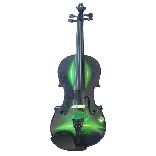Neon Green Galaxy Ride Violin Outfit | Carbon Fiber Bow & Crystal
